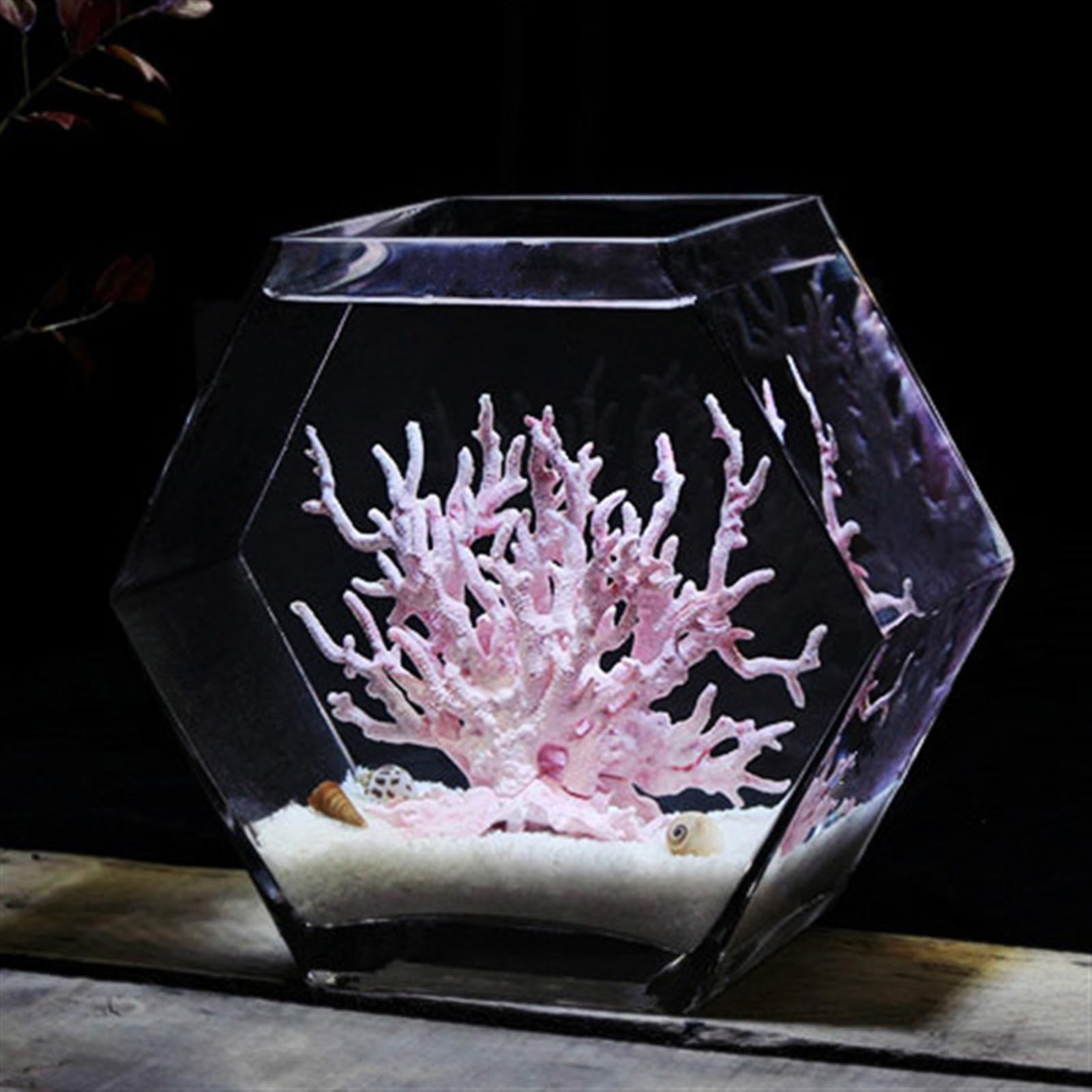 水槽 水槽 六角形ガラス水槽 透明 卓上魚飼育用水槽 戦魚 大型水槽 エコロジカル 家庭用家具 水族館(中)