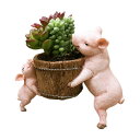 ガーデンオーナメント かわいい 子豚の植木鉢 多肉植物ポット 置物 動物置物 室内&庭園装飾 ミニ観葉植物用 防水 樹脂 ギフト・プレゼント最適 屋外 飾り 庭...