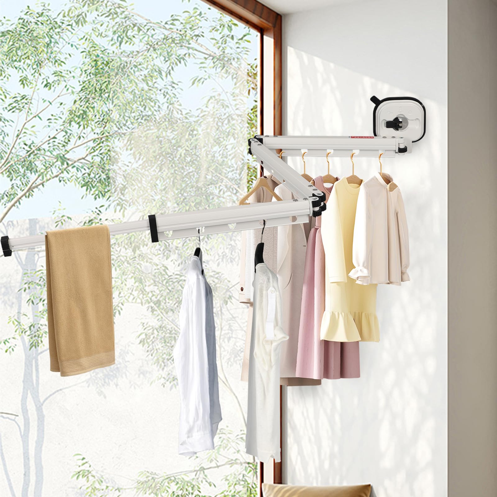 室内物干し 吸盤壁掛折りたたみ物干しラック 壁掛折りたたみ式衣類乾燥ラック 折り畳み式吸盤物干し 洗濯物干し 室内 アルミニウム 部屋干し ラック 防水防錆 ウォールハンガー 旅行 折りたたみハンガー 壁掛け 物干し 室内 ホワイト 洗濯ラック