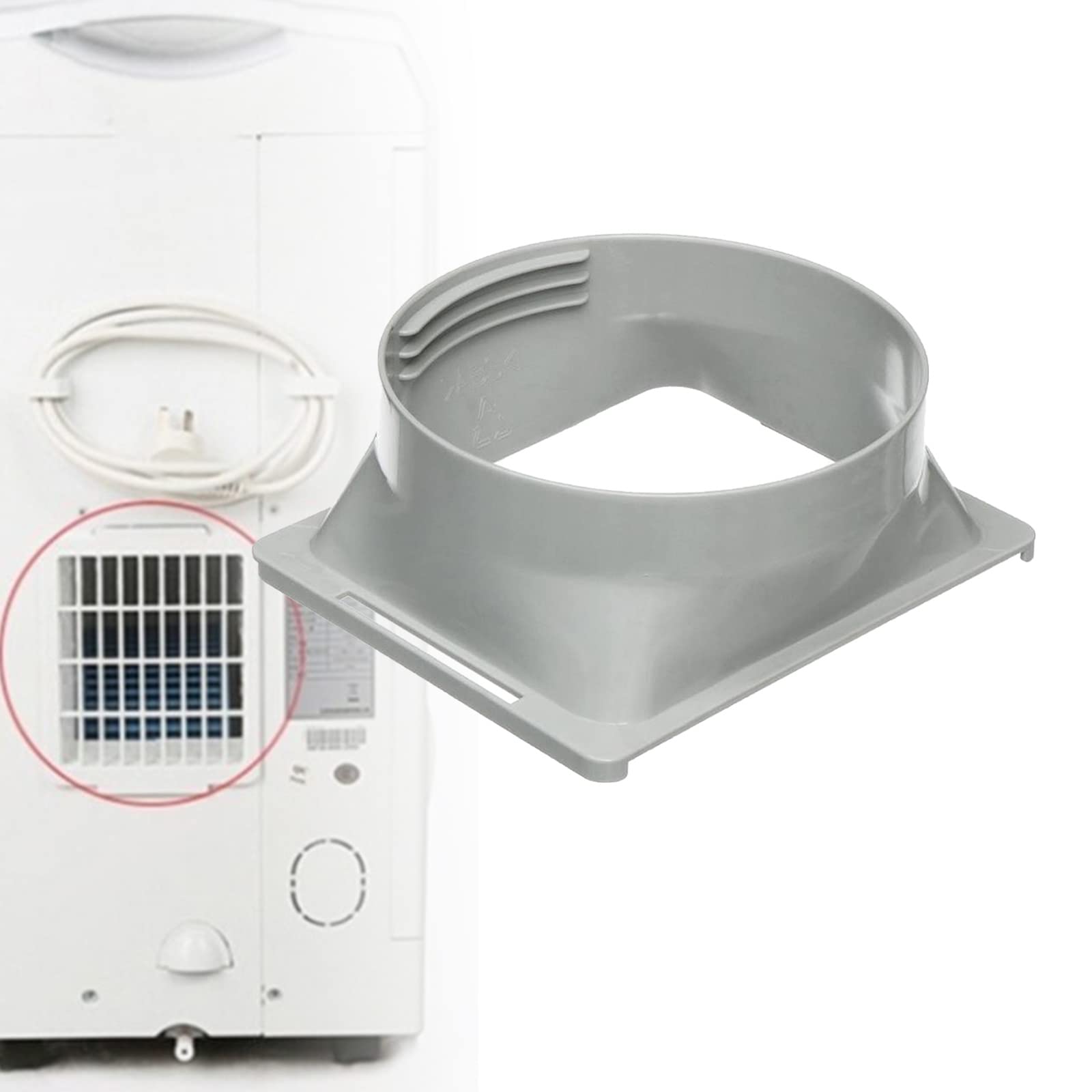 排気ダクトホースアダプター 排気ダクト接続口 排気ホース接続口 エアコン排気口 正方形から円形 丸口直径150mm PVC素材 エアコン排気ホースカプラー エアコン設備と排気ダクトを接続し、廃気や熱い空気をスムーズに排出できるようにします