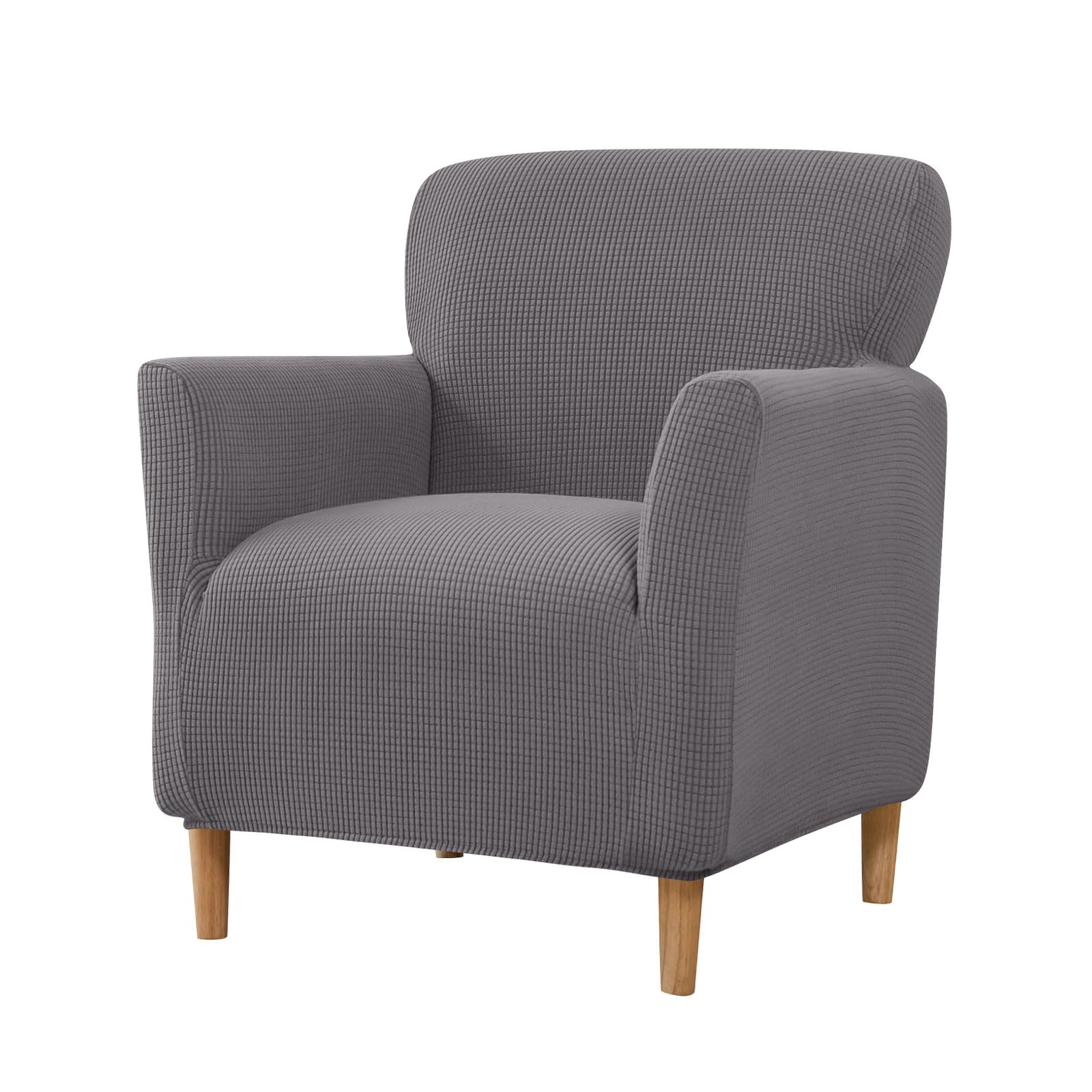 1人掛けソファーカバー ストレッチ ソファカバー チェック柄 防水 伸縮 一人掛け ソファー保護カバー フィットタイプ 肘付き 防汚 撥水 耐久 無地 滑り止め 洗える おしゃれ 柔らかい 北欧風 インテリア 模様替え 取り付け簡単 防塵 ペット対策 (ネイビー)(3)