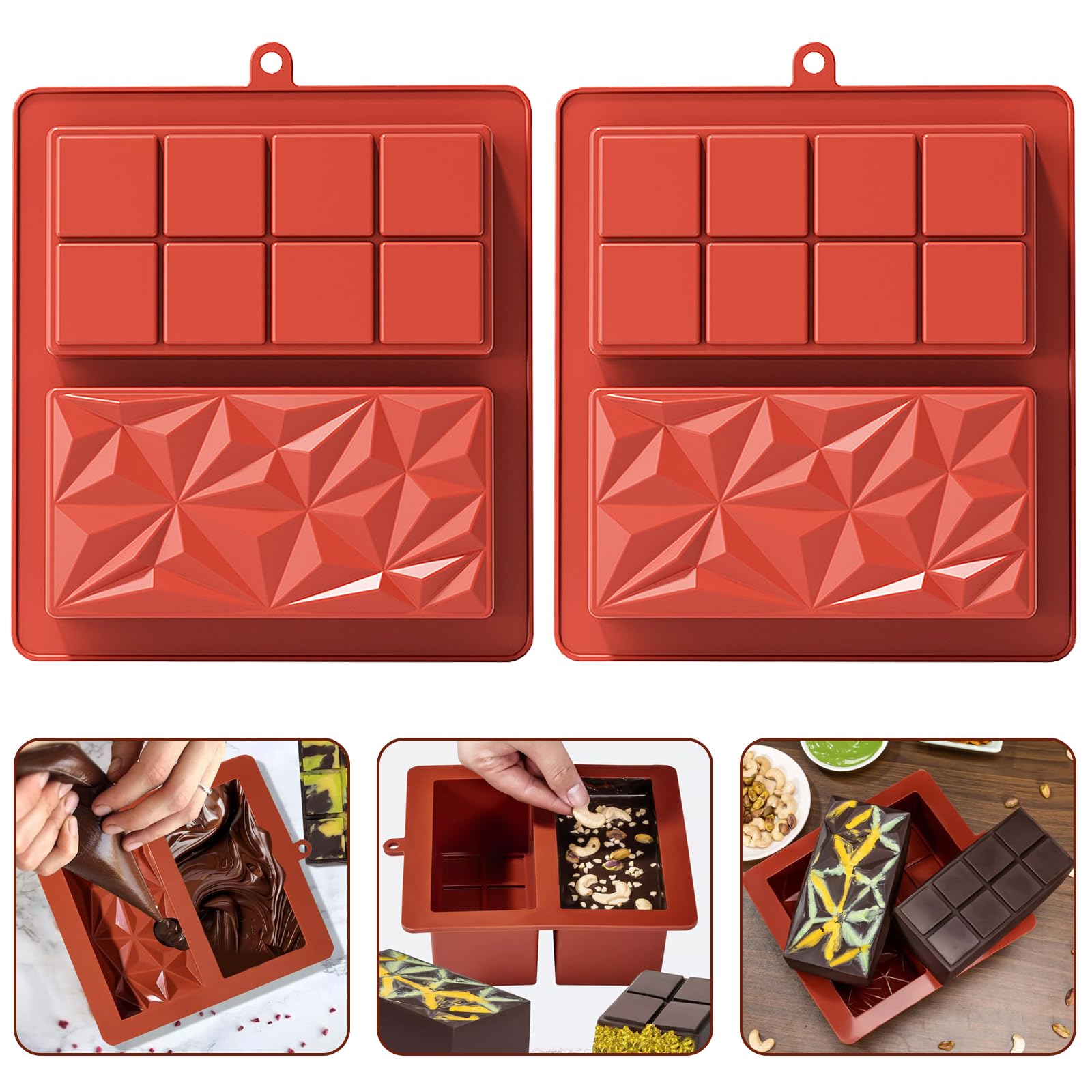 シリコン型 チョコレート型 2個セット 食品級シリコン製 ノンスティック 耐熱耐冷 製氷皿 キャンディ型 製菓道具 焼き型 多用途 食洗機対応 キッチンツール