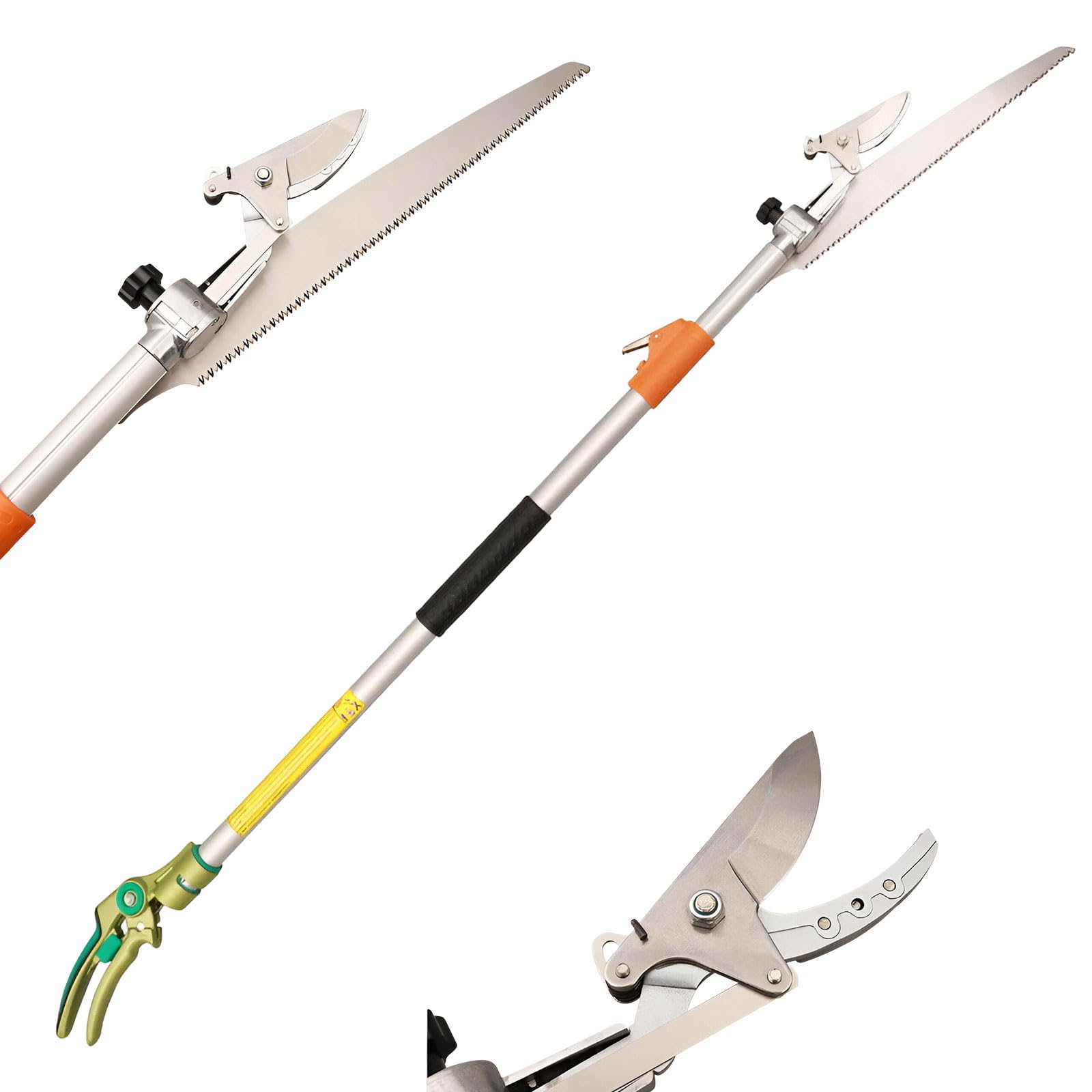 高枝切り鋏 SK4鋼鋸付き一体型 伸縮式1.2m〜1.8m アルミ製ポール 園芸用はさみ 高所剪定 果樹剪定鋏 高..
