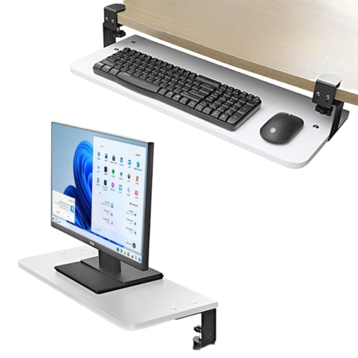 キーボードトレイ、スライド式キーボードとマウストレイ、人間工学に基づいた設計、家庭/オフィスに最..