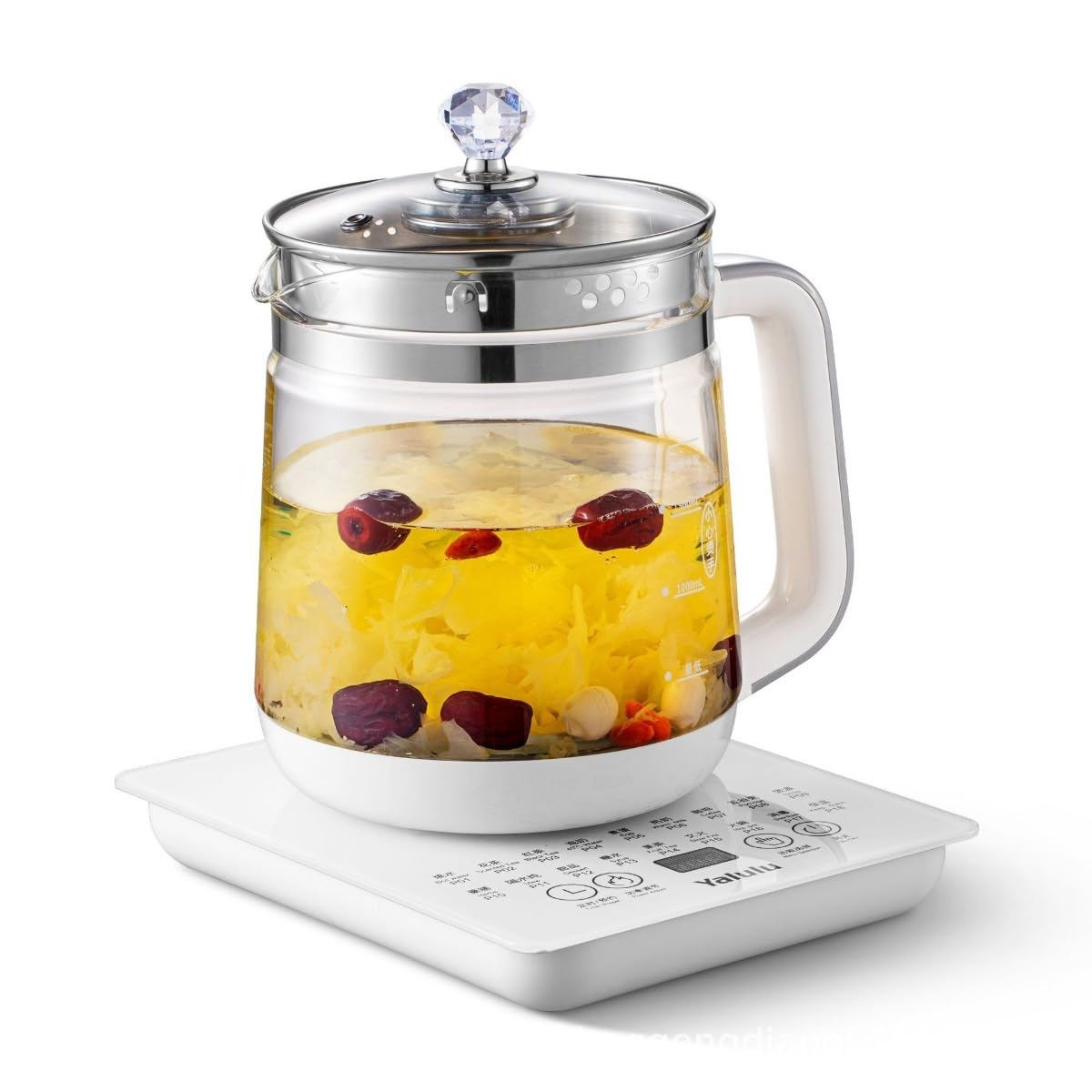 健康ポット 電気ケトル 香り付きティーメーカー 煎じポット 大容量 多機能 自動保温 予約機能 (シチューポット＋茶こし＋蒸し卵ラック付き)