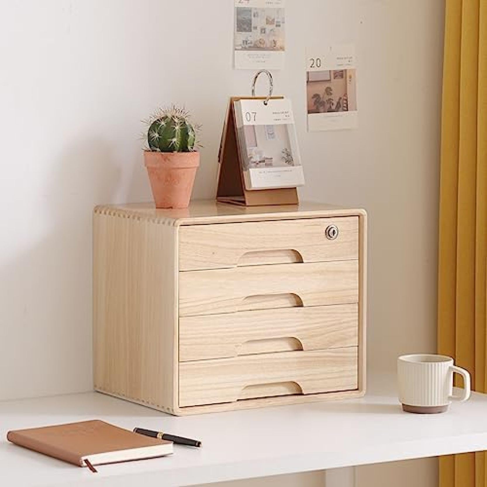 デスクオーガナイザー 机上ラック 木製 35*26*30cm 幅40cm 一段式 ディスプレイ台 モニタースタンド 卓..