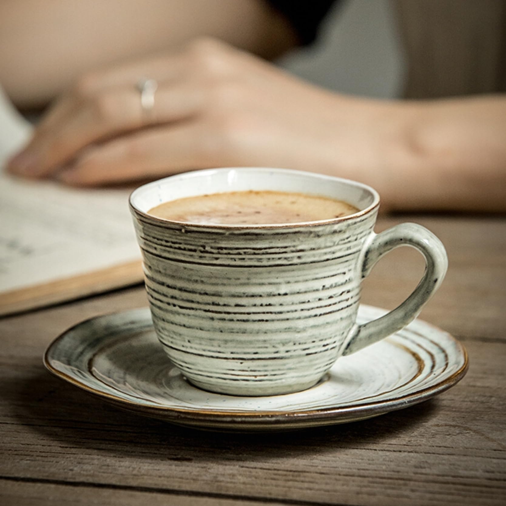 咖啡杯 茶托 套装 250毫升 日式咖啡 茶 牛奶 咖啡杯 下午茶 时尚 独自生活 室内装饰用品 花甲庆祝 敬老..