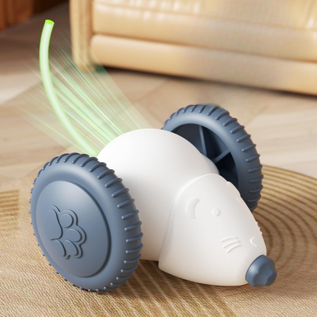 猫楽堂 猫 おもちゃ 動く ネズミ ウィキッド・マウス 一人遊び USB充電 猫ちゃんのイタズラ友だち (5個,ホワイト)