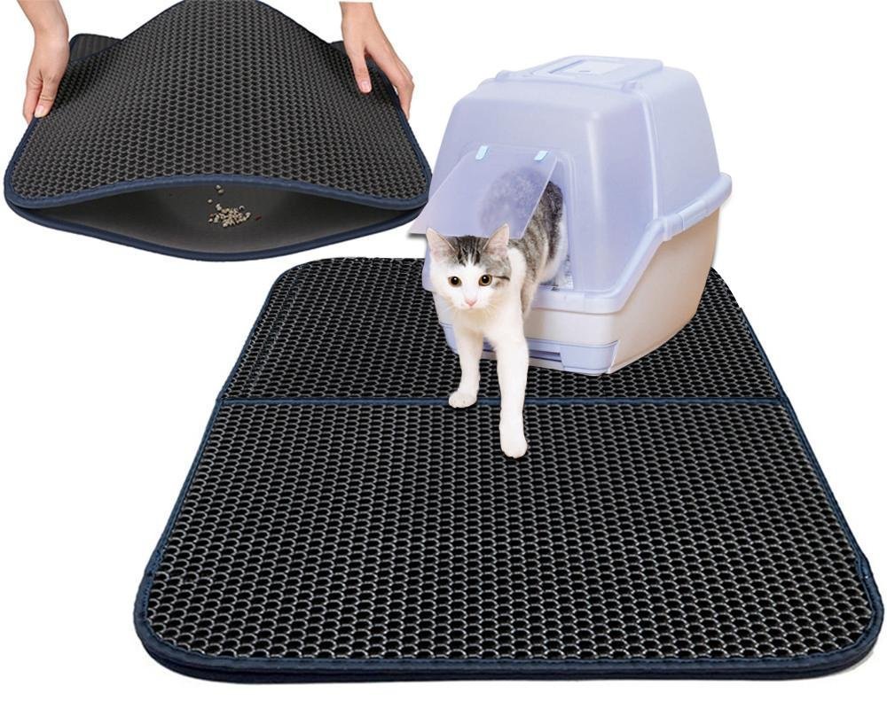猫の砂取りマット 大型 トイレマット 75x55 猫砂飛び散り防止 マット 二重構造 クリーニング簡単 滑り..