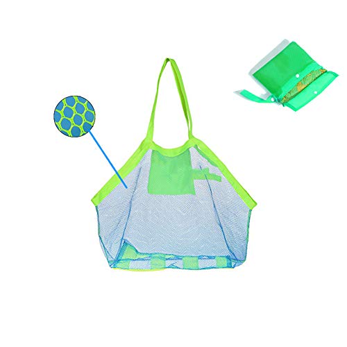 ビーチバッグ ビーチネットバッグ おもちゃ収納袋 折り畳み式 持ち運び便利 アウトドア キッズ ビーチ ..