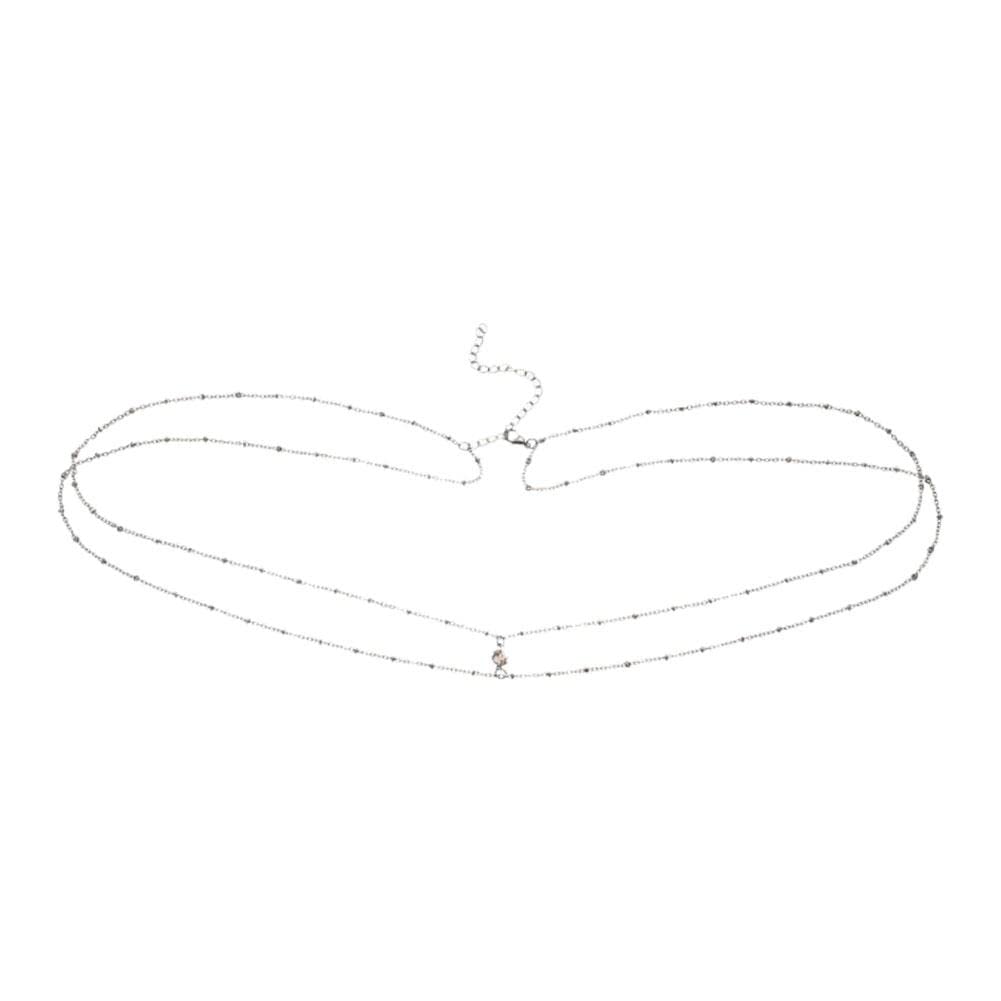 ファッションメタルベリーチェーン二重層中空ラインストーンウエストチェーン女性のためのパーティーボ..