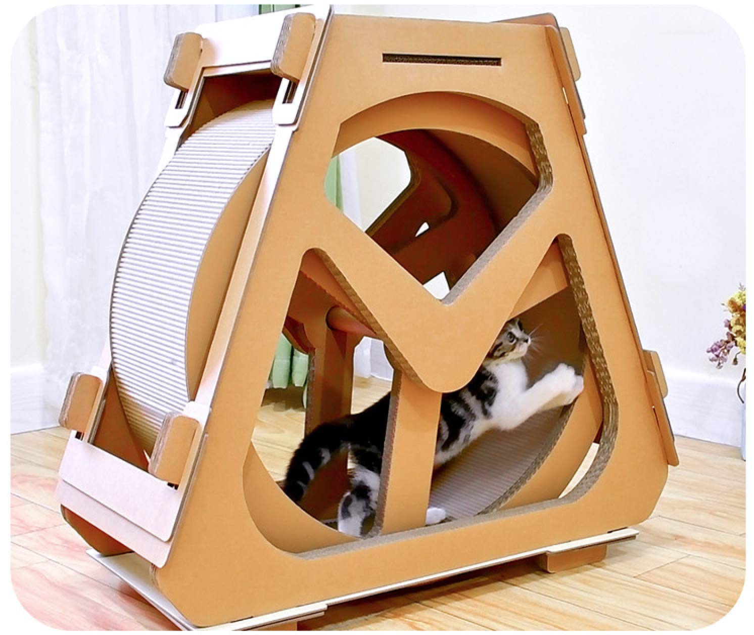 猫用回し車 段ボール製回転マシーン ランニングマシーン 遊具 おもちゃ運動不足解消 サイレントホイー..