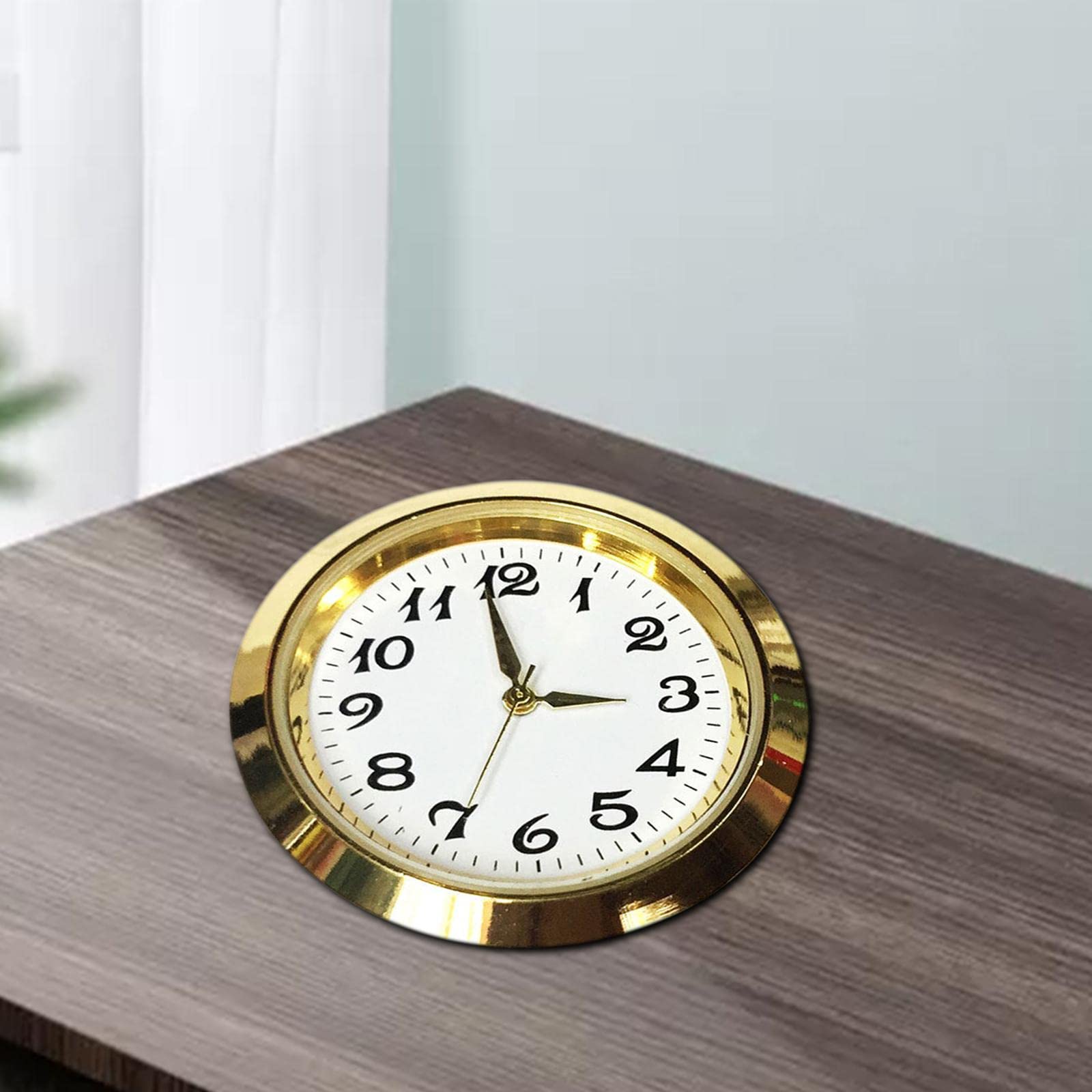 丸型時計 差込み時計 フィットアップムーブメント アラビア数字 適合直径35mm 家庭用時計用穴 DIY用品 交換部品, 金色の