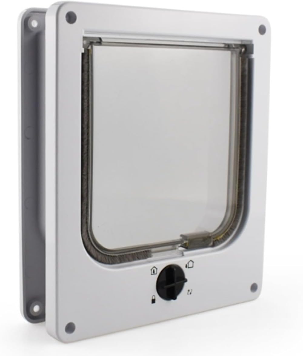 キャット・ドア 猫と犬の通路 屋内外ドア用4方向ロック式キャット・フラップ ペット用耐候性出入り口 ..