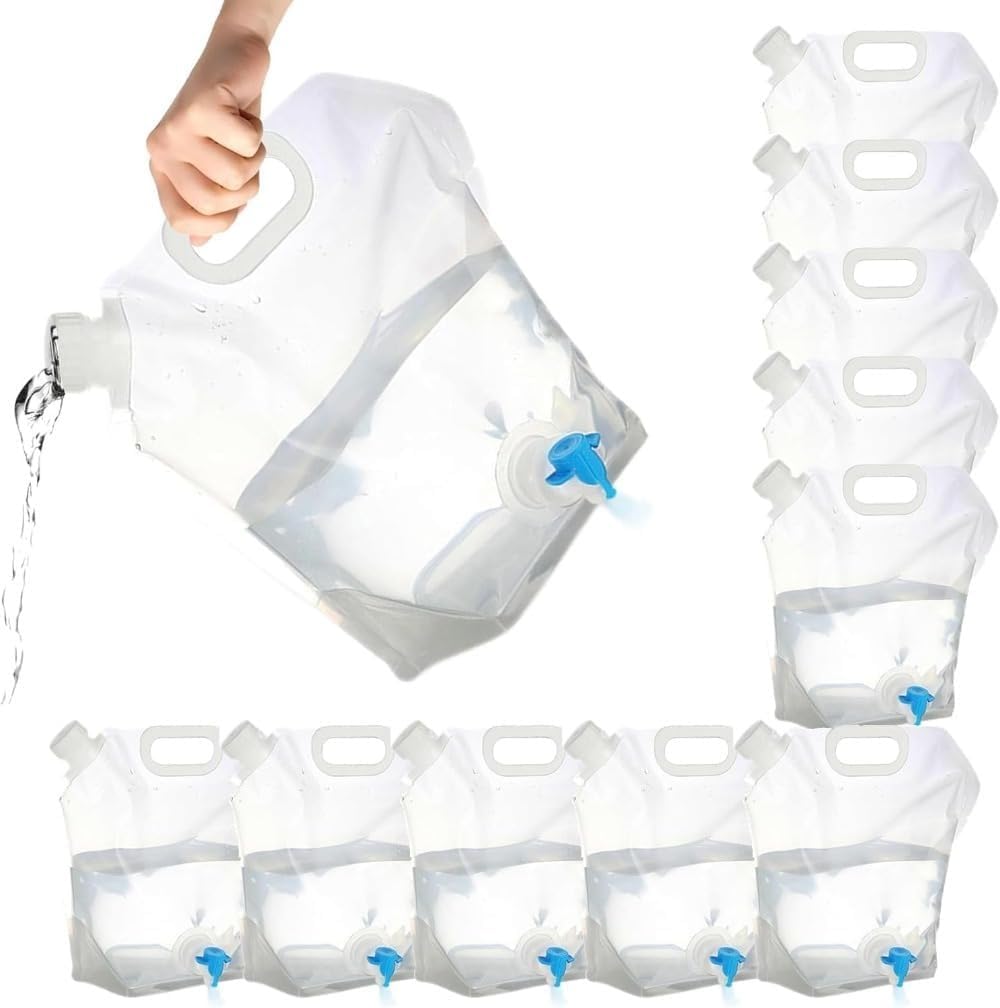 防災給水袋 10 個入り 10L 白色 蛇口付き 折りたたみ式 大容量 食品級素材 繰り返し使用可能 災害避難..