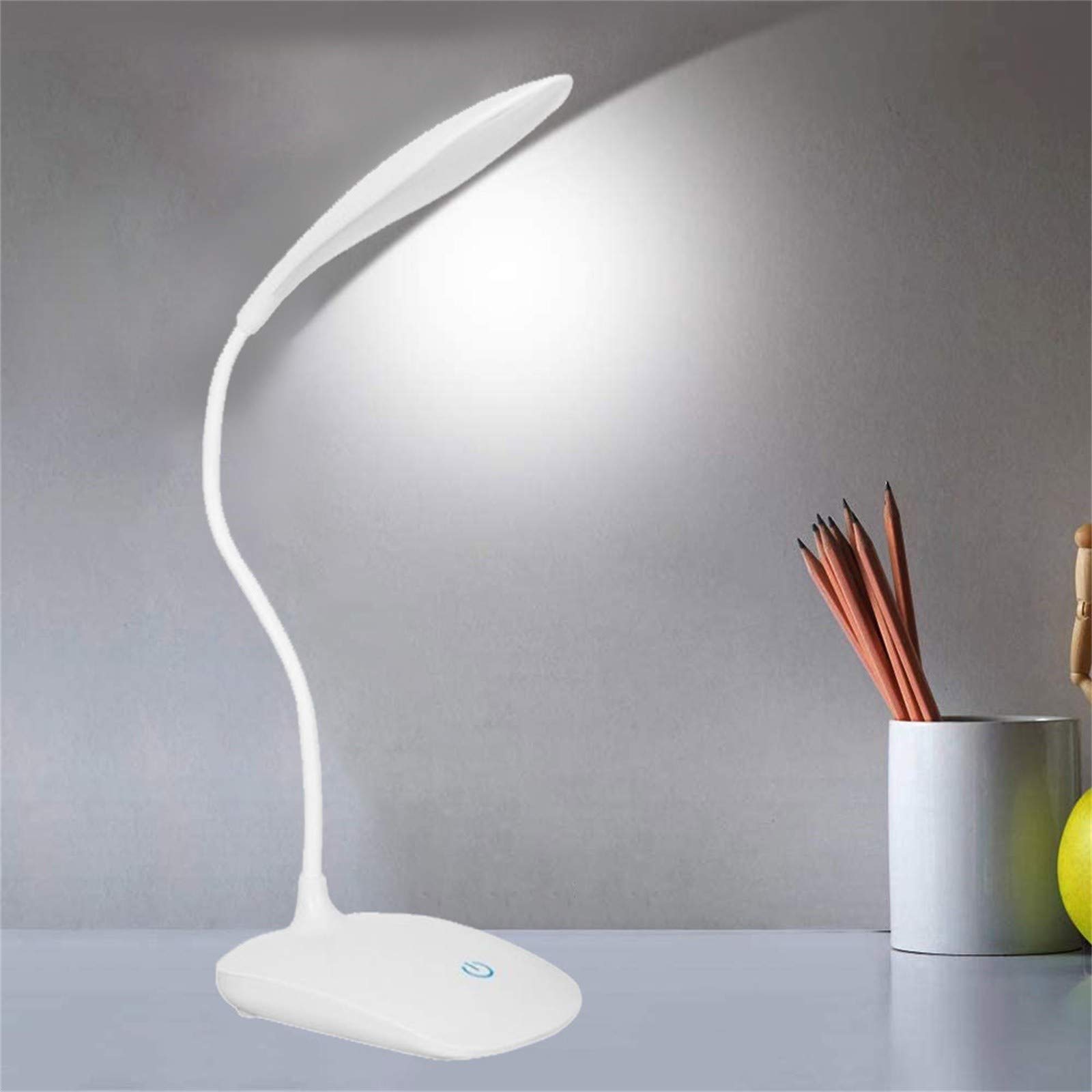 電気スタンド コードレス、読書灯 目に優しい、ホワイト、3段階速度調節可能ライト、ペンホルダー、USB..