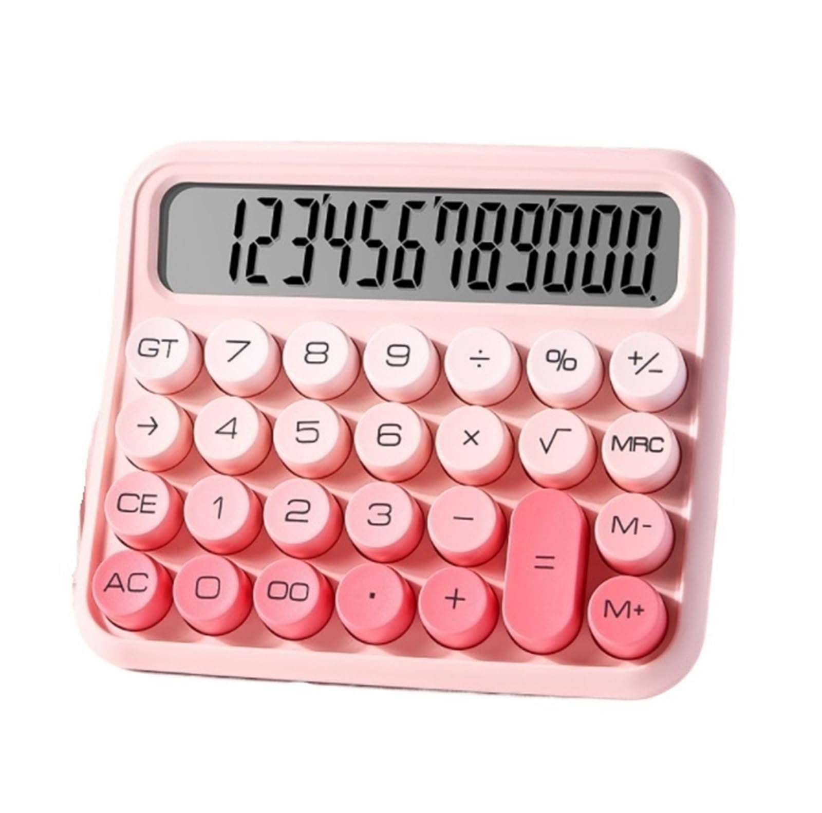 電卓日常と オフィスや教室で使用できるディスプレイとボタンを備えたデスクトップ電卓 計算機(Pink)
