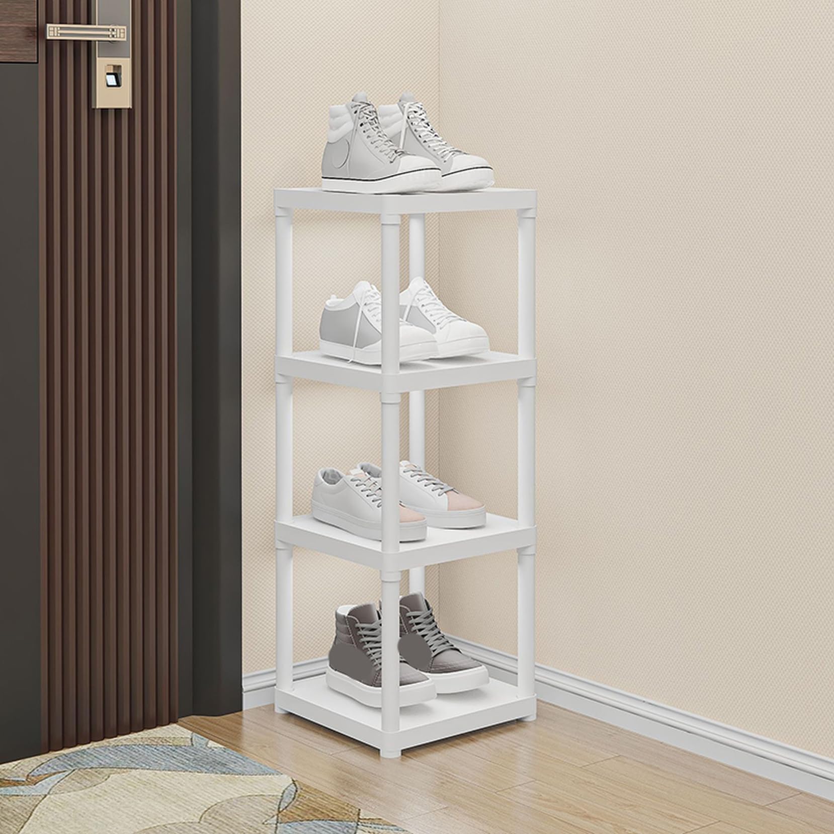 スリム シューズラック 3段-7段 下駄箱 組み立て 靴箱 靴棚 ブラック 靴収納キャビネット シューズボックス 簡単な保管とアクセス 組立簡単 スニーカー ヒール サンダル 29*29*109 長靴 コンパクト 狭い 玄関収納 [XCZYL]