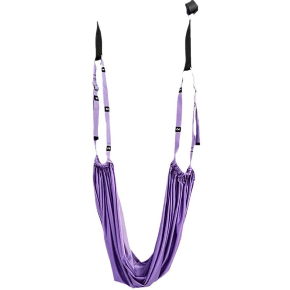 免打孔 ドア取り付け 下腰トレーニングベルト 紫色 調節可能 収納袋付き ヨガストレッチ