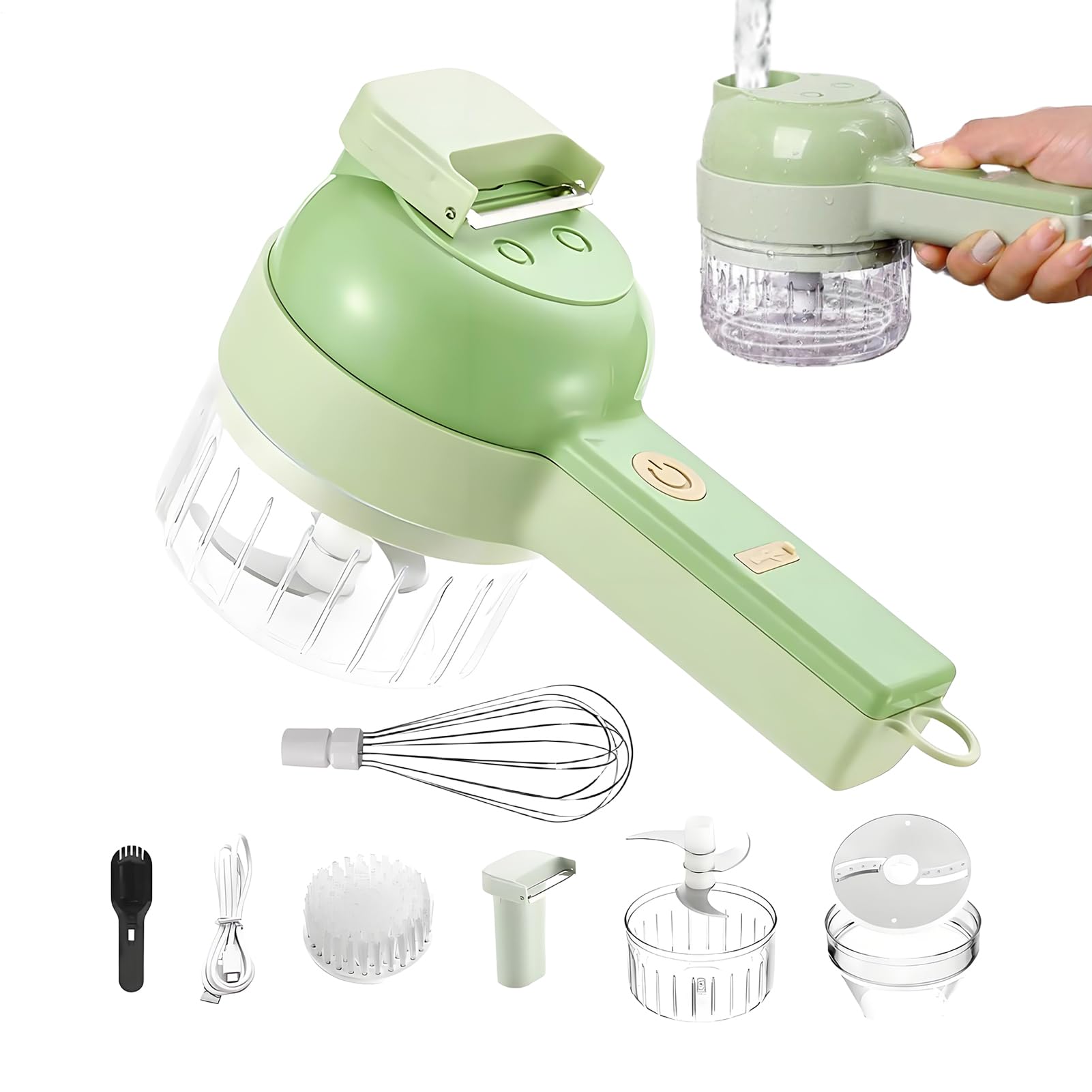 電気式オニオンスライサー - 電動ニンニク果物チョッパーダイサー - 多機能フードプロセッサー キッチ..