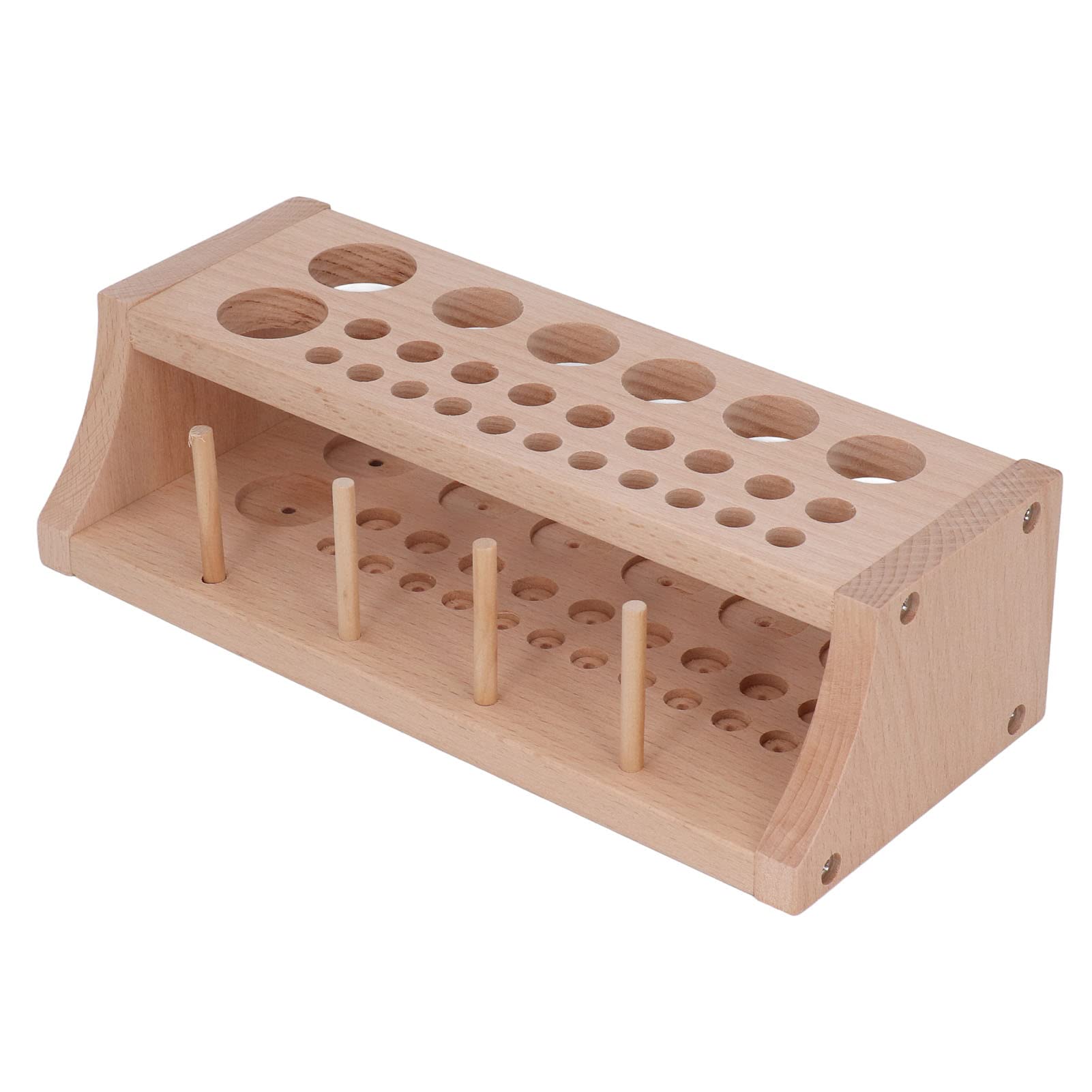 プロフェッショナルレザークラフトツールホルダー 3スロット 98穴 木製レザー作業ツールラック ストレージスタンド 整理棚 レザークラフトスタンプパンチツール用