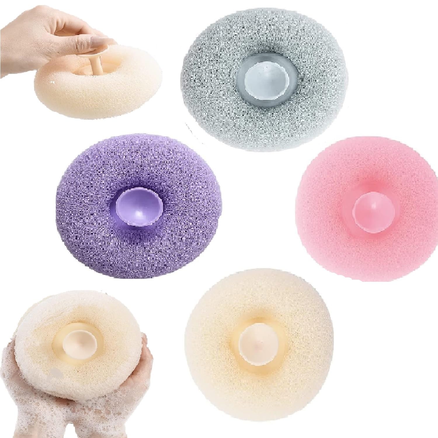 スーパーソフトヒマワリ吸盤バスボール、2イン1ヒマワリバスボール - 2024アップグレードマッサージヘチマスポンジ、角質除去バスボディスクラブブラシ(3個/++)