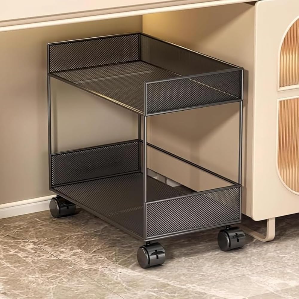 移動可能キャスター付き 小型収納カート 机下/書斎/オフィス用 大容量本棚書架 ランドセルラック 書類..