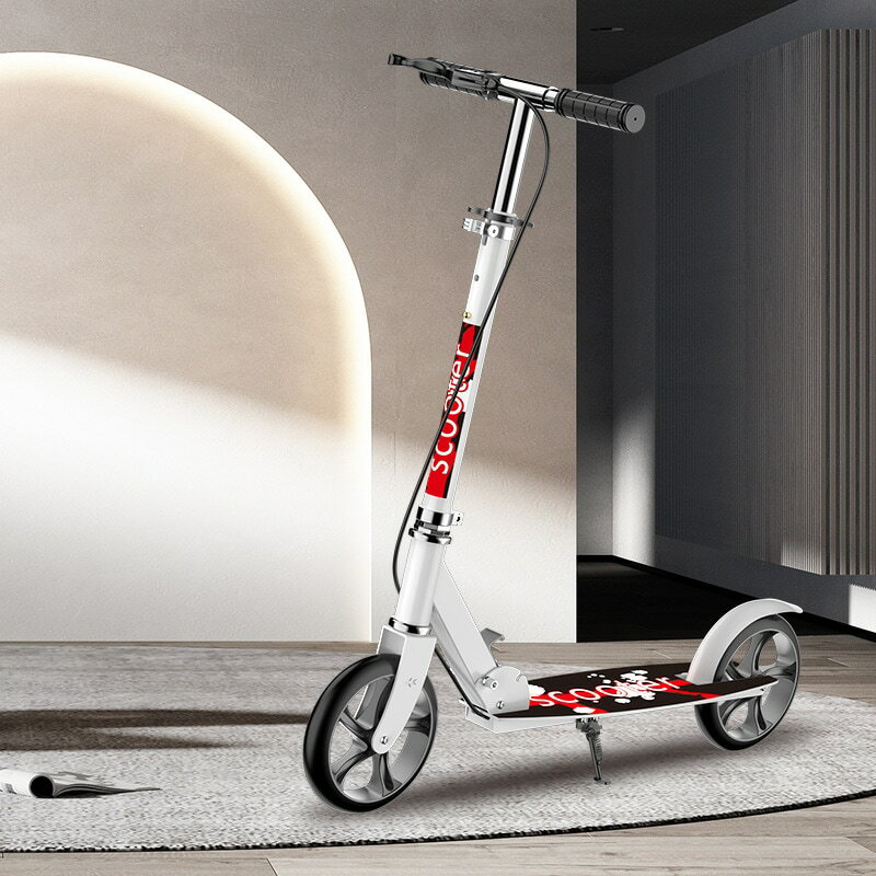 キックボード キックスクーター 折りたたみ式 4段階高さ調整 フット/ハンドブレーキ 8インチタイヤ 立..