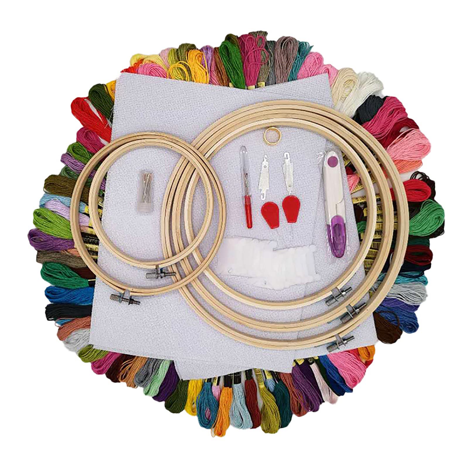 刺しゅうキット 刺繍ツールセット 刺繍糸 50色 刺繍針糸通し リストピンクッション 刺繍はさみ 刺繍枠 ..