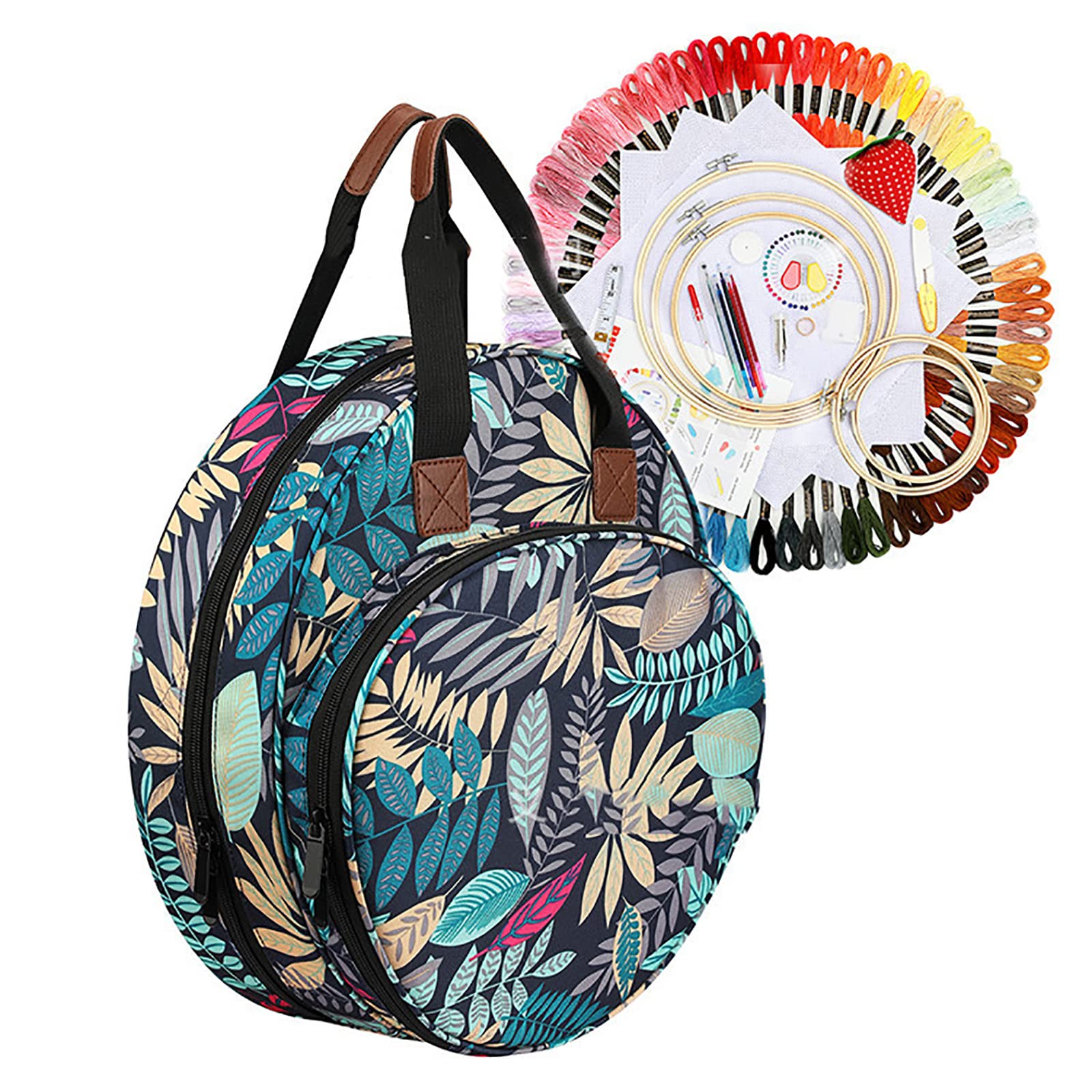 刺繍キット 刺繍ツールセット 収納バッグ付き 携帯用 刺繍セット 刺しゅう系 100色 刺繍針30本 刺繍枠5..