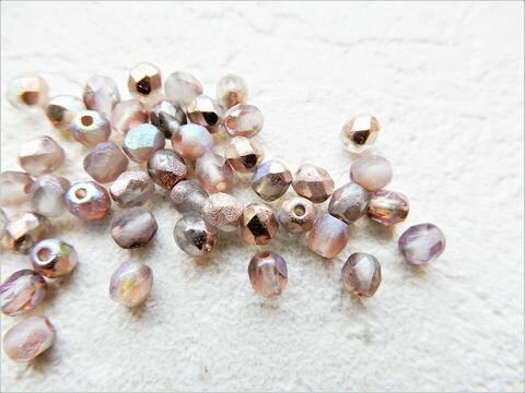 《お待たせ!!》本場チェコビーズ：エッチドビーズ：クリスタル・カッパー・レインボー：4mm【RCP】