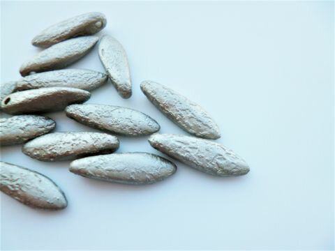 本場チェコビーズ：ダガー：エッチド・メタリック・シルバー【エッチドビーズ】【RCP】