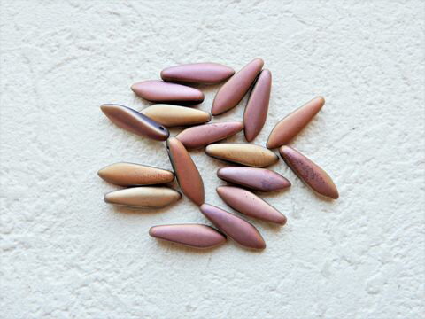 《お待たせ!!》本場チェコビーズ：ダガー：クリスタル・マット・フルカプリゴールド・ローズMIX【RCP】