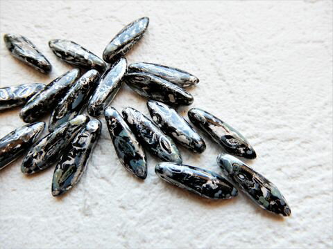 【店主お勧め!!】本場チェコビーズ：ダガー：JET・ピカソ【RCP】