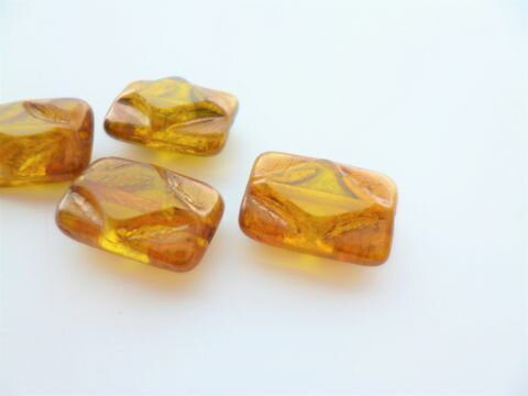 【最終在庫】本場チェコビーズ：レリーフ・テーブルカット：ジョンキルイエロー・ブロンズ