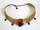 《可愛くナチュラル》トルコ伝統手芸“オヤ”刺繍の小花のチョーカー:オリーブグリーン【人気のトルコ雑貨】【RCP】