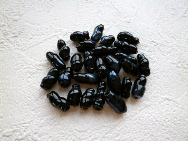 本場ムラーノビーズ：巻貝型黒【ムラーノ島の工房直接仕入れ】【ヴェネチアンビーズ】【RCP】
