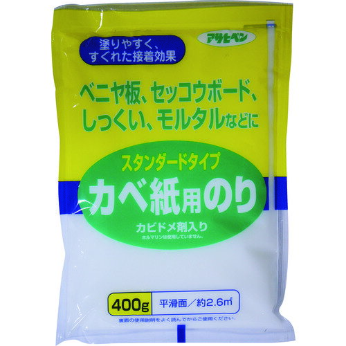 アサヒペン スタンダードタイプカベ紙用のり 400G 763 〔品番:156600〕【店舗在庫有り】