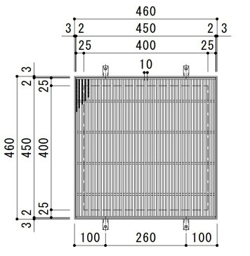 カネソウ　SUSグレーチング　滑り止め模様付集水桝用　(注番：SMQW-4520A-P=10枠付)　すきま6mm　寸法：450×450×20「法人・事業所限定,直送元」【代引き不可】