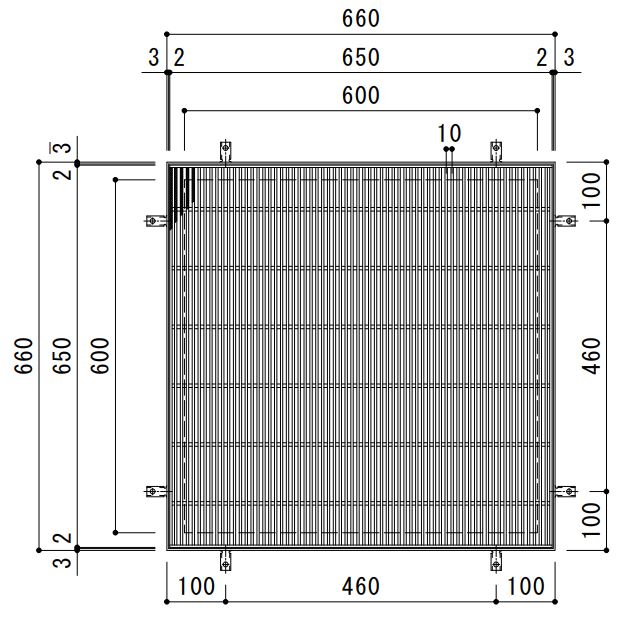 カネソウ　SUSグレーチング　滑り止め模様付集水桝用　(注番：SMQW-6550A-P=10 本体のみ)　すきま6mm　寸法：650×650×50「法人・事業所限定,直送元」【代引き不可】