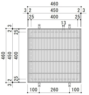 カネソウ SUSグレーチング プレーンタイプ3mmフラットバー集水桝用 (注番:SRW-4515A-P=13 本体のみ) すきま10mm 寸法:450×450×15「法人・事業所限定,直送元」【代引き不可】
