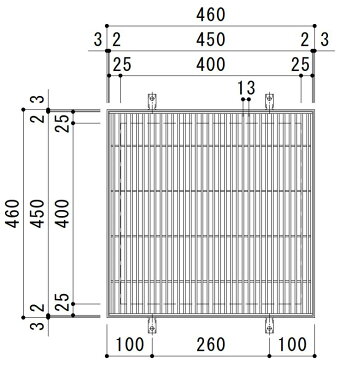 カネソウ　SUSグレーチング　プレーンタイプ3mmフラットバー集水桝用　(注番：SRW-4515A-P=13 本体のみ)　すきま10mm　寸法：450×450×15「法人・事業所限定,直送元」【代引き不可】