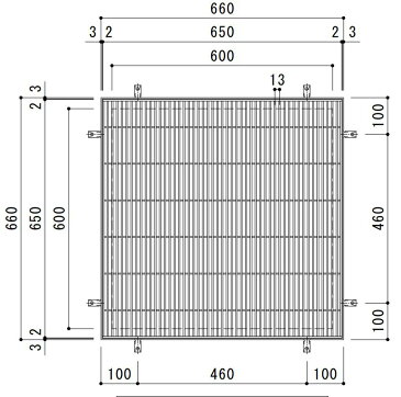 カネソウ　SUSグレーチング　プレーンタイプ集水桝用　(注番：SMW-6515A-P=13 本体のみ)　すきま9mm　寸法：650×650×15「法人・事業所限定,直送元」【代引き不可】