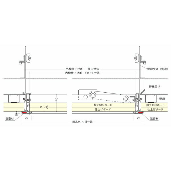 創建 61087343 アルミ 天井点検口　リーフ気密SS-606K 吊り金具タイプ アルマイト...