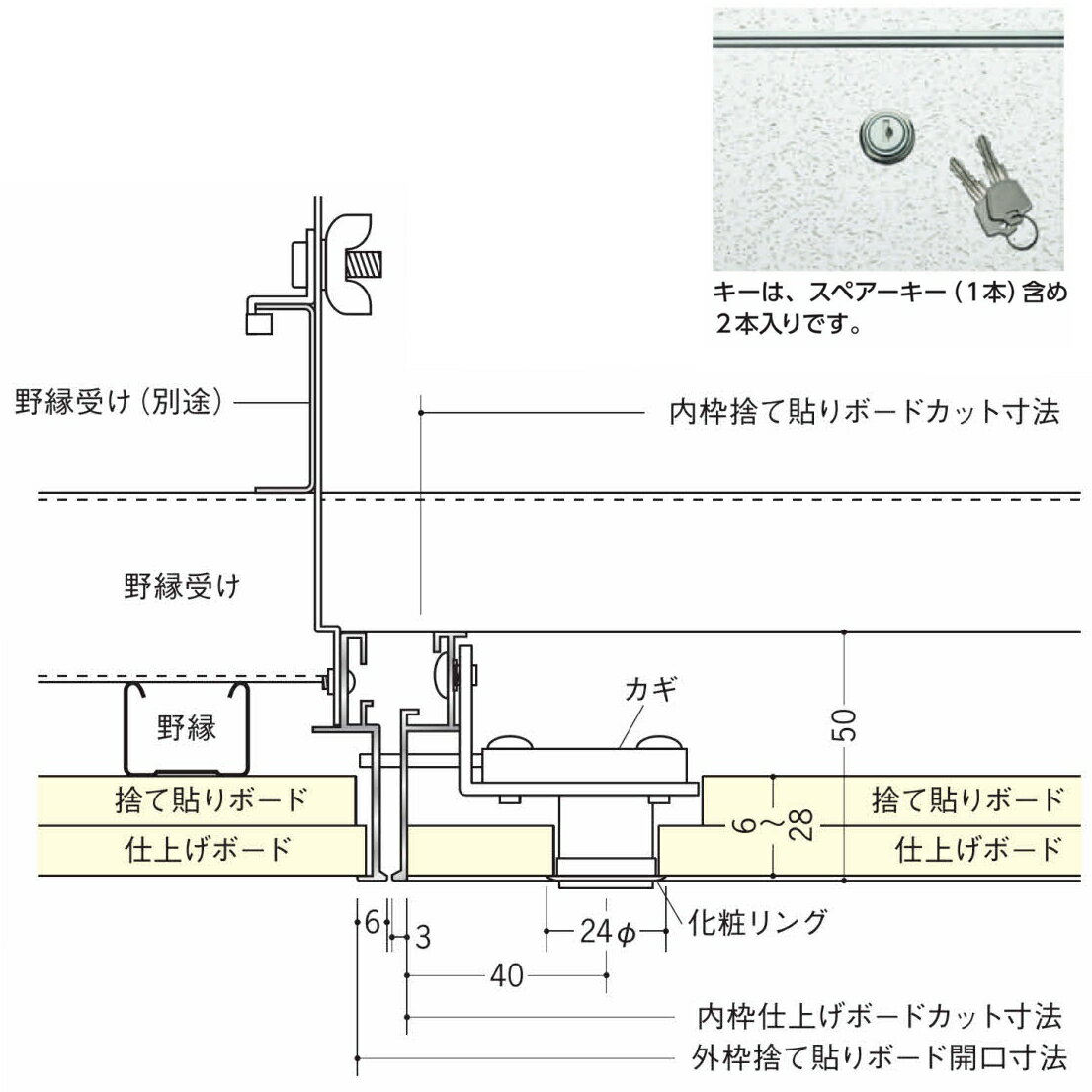 創建 71066 アルミ 天井点検口　リーフ目地454タイプ3 カギ付 アルマイトシルバー ...