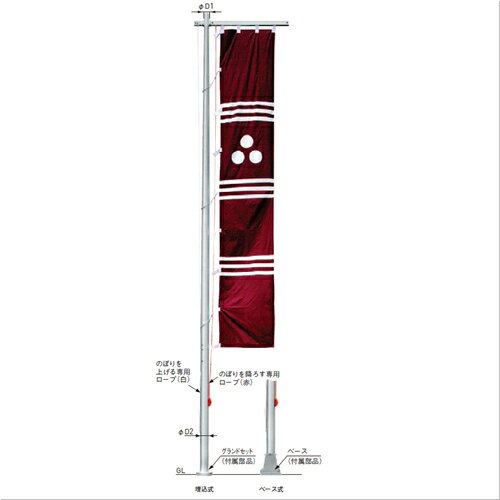 のぼりポール NPN-12U 埋込式「直送品、送料別途見積り」