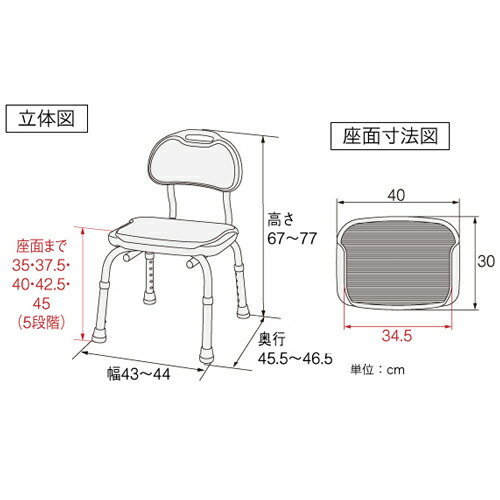 背付シャワーベンチ CPE-Nブルー「直送品、送料別途見積り」 3