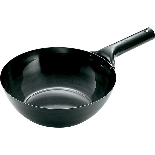 IH業務用北京鍋22cm 品番：029482022 サイズ：外径235×全長360×高さ115mm 材質：鉄(底厚1.6mm)/透明シリコン焼付塗装 質量：660g