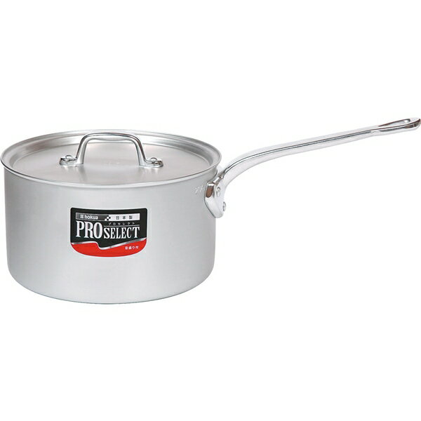 プロセレクトアルミ片手鍋27cm 品番：072113027 ・目盛付 ・アルマイト加工が表面の腐食と黒変化を防ぎます。 サイズ：内径270×深さ140mm 容量:8.0L 板厚:2.4mm 向かい取手付