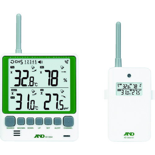 A＆D　マルチチャンネルワイヤレス環境温湿度計　セット　AD-5664SET （品番:AD5664SET）（注番1163247）
